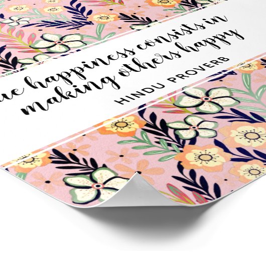 ビューティフルハピネス引用文フローラ感動的アート ポスター (角)