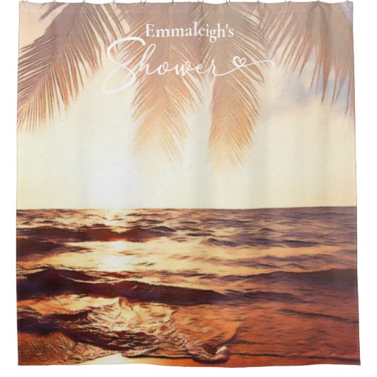 ビューティフルハワイアンゴールデンビーチ シャワーカーテン (正面)