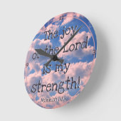 ビューティフルバイブルバースパステルクラウド写真テンプレート ラウンド壁時計 (傾斜)