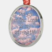 ビューティフルバイブル聖句パステルクラウド写真テンプレート メタルオーナメント (左)