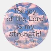 ビューティフルバイブル聖句パステルクラウド写真テンプレート ラウンドシール (正面)