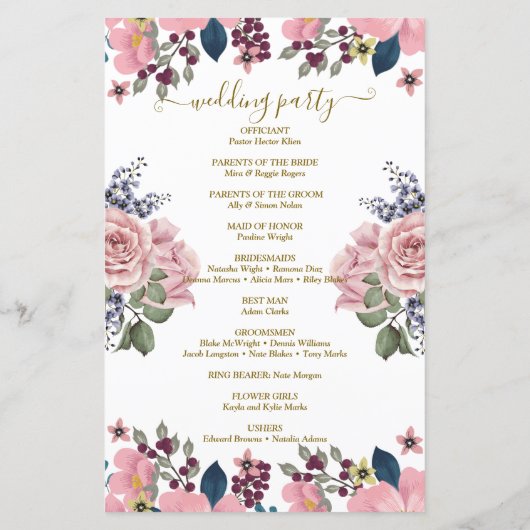 ビューティフルバジェットエレガントボタニカル結婚式 プログラム (裏面)