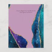 ビューティフルバジェットバイオレットブルーフローラアゲート結婚ズ (裏面)