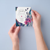 ビューティフルバジェットバイオレットブルーフローラアゲート結婚ズ チラシ (手)