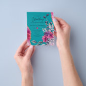 ビューティフルバジェットピンクティール（緑がかった色）フローラアゲ結婚ート チラシ (手)