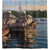 ビューティフルバスハーバーメイン魚釣りボートシーン シャワーカーテン (正面)