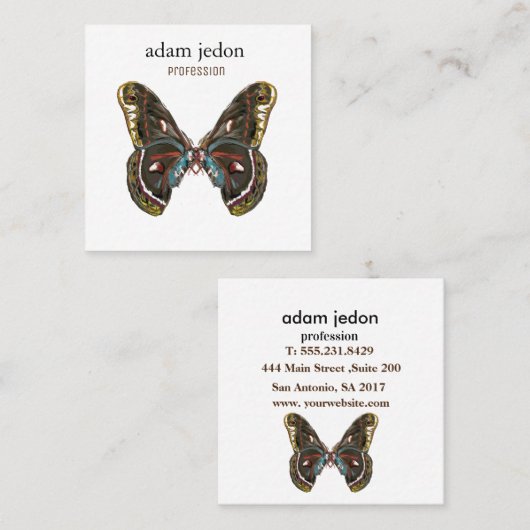ビューティフルバタフライアートスケッチ スクエア名刺 (正面/裏面)