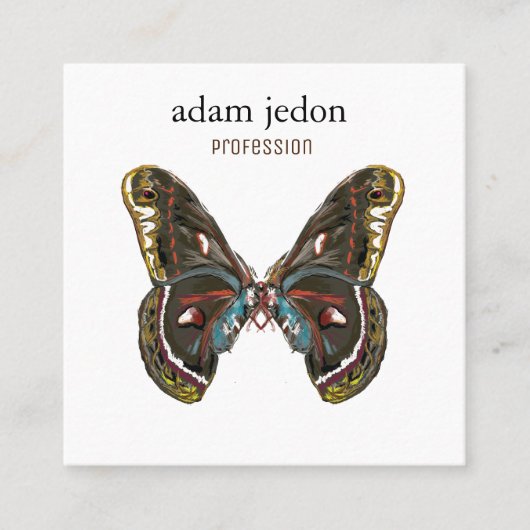ビューティフルバタフライアートスケッチ スクエア名刺 (正面)