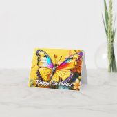 ビューティフルバタフライイラストレーションハッピーバースデー カード (正面)