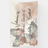 ビューティフルバタフライブライダルシャワーへようこそ 横断幕 (縦)