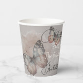 ビューティフルバタフライブライダルシャワー紙カップ 紙コップ (正面)