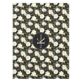 ビューティフルバニラホワイトローズカスタムモノグラム テーブルクロス