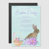 ビューティフルバニーラビットパステルフローライースターパーティー マグネット招待状 (正面/裏面)