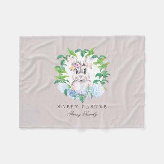 ビューティフルバニーリースイースターパーソナライズされた フリースブランケット (正面(横))
