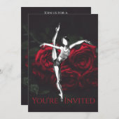 ビューティフルバレリーナとバラバレエ誕生日 招待状 (正面/裏面)