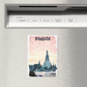 ビューティフルバンコクタイランドシティサンセットウォーターカラー マグネット (インサイチュ (食洗機))