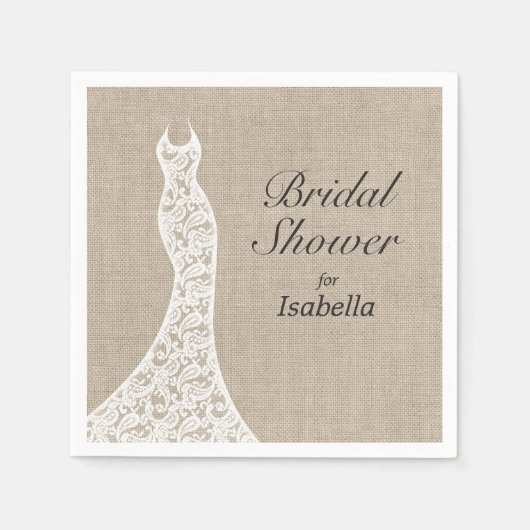 ビューティフルバーラップブライダルシャワーナプキン スタンダードカクテルナプキン (正面)