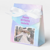 ビューティフルパステルガールズフォト子供の誕生日パーティー フェイバーボックス (正面サイド)