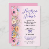 ビューティフルパステルフラワーズ婚約パーティ 招待状 (正面/裏面)