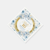 ビューティフルパステルブルースウィート16金ゴールドグリッターナプキン スタンダードカクテルナプキン (角)