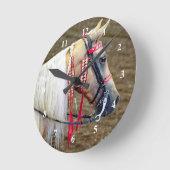 ビューティフルパロミノホース写真 ラウンド壁時計 (傾斜)