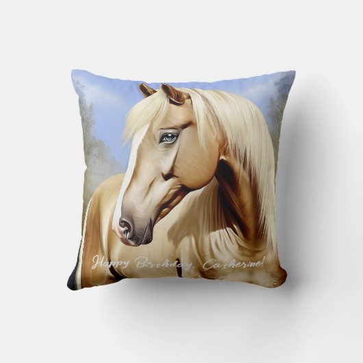 ビューティフルパロミノホース誕生日 クッション (裏面)