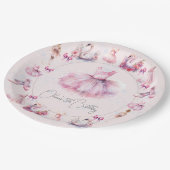 ビューティフルパーソナライズされたバレリーナ誕生日 ペーパープレート (アングル)