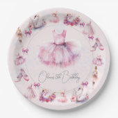 ビューティフルパーソナライズされたバレリーナ誕生日 ペーパープレート (正面)