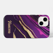 ビューティフルパープルと金ゴールドマーブルデザイン iPhoneケース (裏面横)