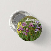 ビューティフルパープルアイリスアイリスフラワーフローラガーデン 缶バッジ (正面&裏面)