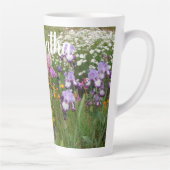 ビューティフルパープルアイリスフラワーフローラガーデン女性 カフェラテマグ (右)