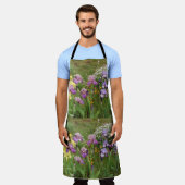 ビューティフルパープルアイリス花フローラ写真 エプロン (着用した状態)