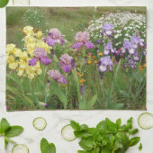 ビューティフルパープルアイリス花フローラ写真 キッチンタオル (折り畳み)