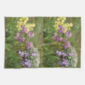 ビューティフルパープルアイリス花フローラ写真 キッチンタオル (横)
