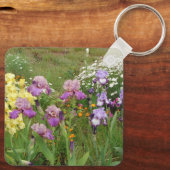 ビューティフルパープルアイリス花フローラ写真 キーホルダー (裏面)