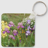 ビューティフルパープルアイリス花フローラ写真 キーホルダー (裏面)