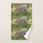 ビューティフルパープルアイリス花フローラ写真 バスタオルセット (ハンドタオル)