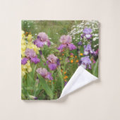 ビューティフルパープルアイリス花フローラ写真 バスタオルセット (ウォッシュタオル)