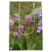 ビューティフルパープルアイリス花フローラ写真 ミディアムペーパーバッグ (裏面)