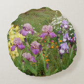 ビューティフルパープルアイリス花フローラ写真 ラウンドクッション (裏面)