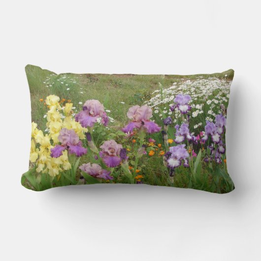 ビューティフルパープルアイリス花フローラ写真 ランバークッション (正面)