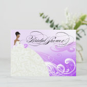 ビューティフルパープルアンドホワイトラックスブライダルシャワー 招待状 (スタンド正面)