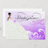ビューティフルパープルアンドホワイトラックスブライダルシャワー 招待状 (正面/裏面)
