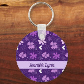 ビューティフルパープルガーリーフローラカスタム キーホルダー (裏面)