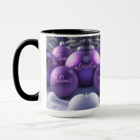 ビューティフルパープルクリスマスオーナメントコーヒーマグ マグカップ (左)