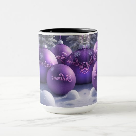 ビューティフルパープルクリスマスオーナメントコーヒーマグ マグカップ (中央)