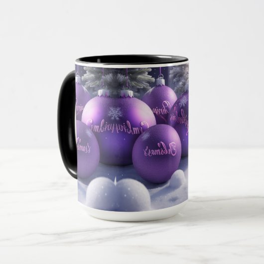 ビューティフルパープルクリスマスオーナメントコーヒーマグ マグカップ (正面左)