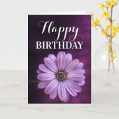 ビューティフルパープルデイジー誕生日 カード (黄色い花)