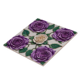 ビューティフルパープルバラモダンコレクション タイル