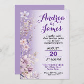 ビューティフルパープルフラワーズ婚約パーティ 招待状 (正面/裏面)